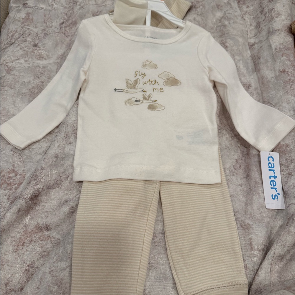 Carter's Cream and Tan 'Fly With Me' Pajama Set